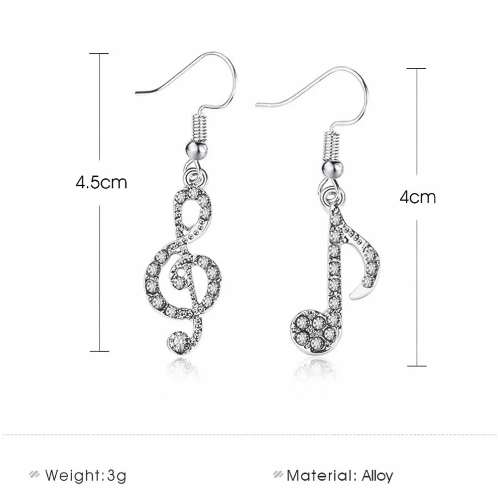Any 4/$25! Silver Crystal Pave Music Note Earrings - Picture 9 of 11